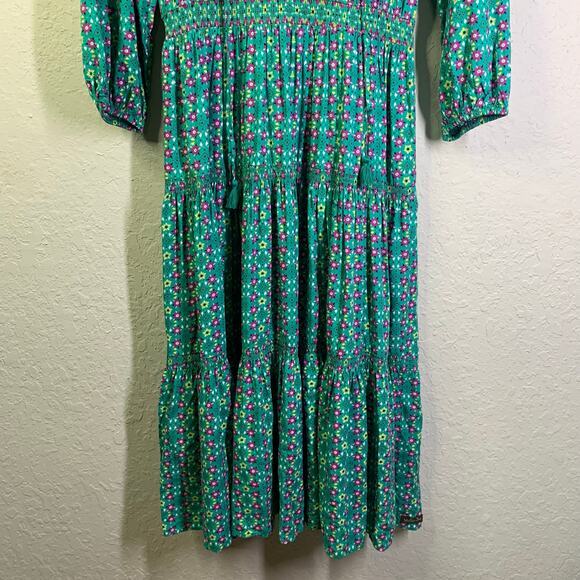 MATILDA JANE Dress Large Age of Aquarius Floral‎ Boho Prairie Tiered V-Neck Midi - Picture 7 of 15